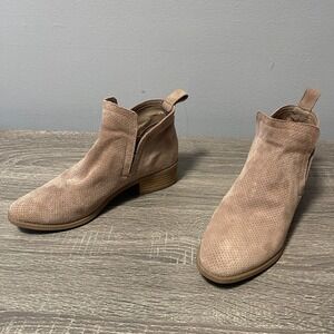 Dolce Vita Womens Size 7 Brown Suede Ankle Boots Pull On Heeled Booties Western